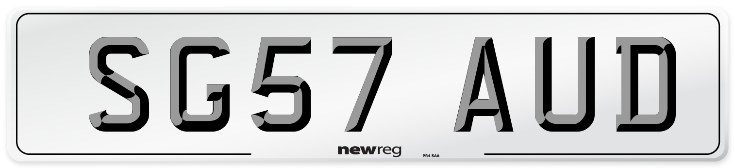 SG57 AUD Number Plate from New Reg